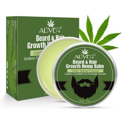 ALIVER Beard Essential balm Natural Mens hemp beard balm soft anti-dandruff wax moisturizing Suitable for any beard type 30g OEM