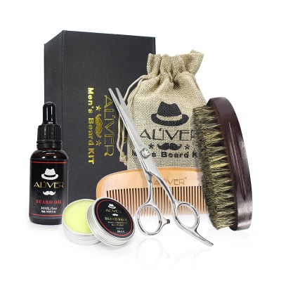 6 in 1 Men's Care Gift Beard Shaping Tool With Soap Travel Bag Beard Growth Kit Beard Oil Set